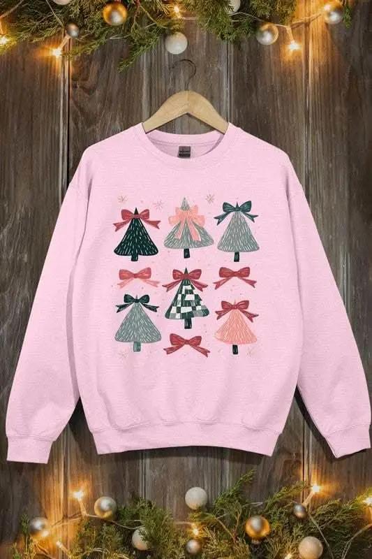 Coquette Christmas Tree Graphic Fleece Sweatshirts - Love Salve